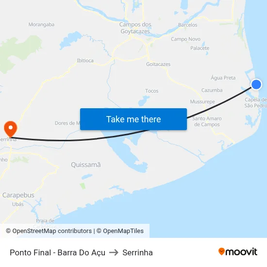Ponto Final - Barra Do Açu to Serrinha map