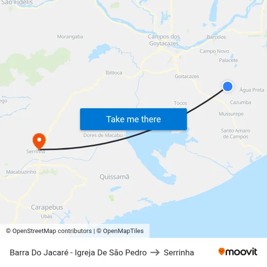 Barra Do Jacaré - Igreja De São Pedro to Serrinha map