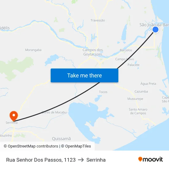 Rua Senhor Dos Passos, 1123 to Serrinha map