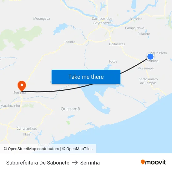 Subprefeitura De Sabonete to Serrinha map