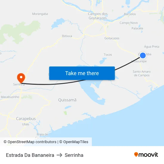 Estrada Da Bananeira to Serrinha map