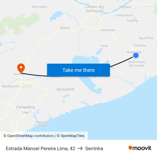 Estrada Manoel Pereira Lima, 42 to Serrinha map