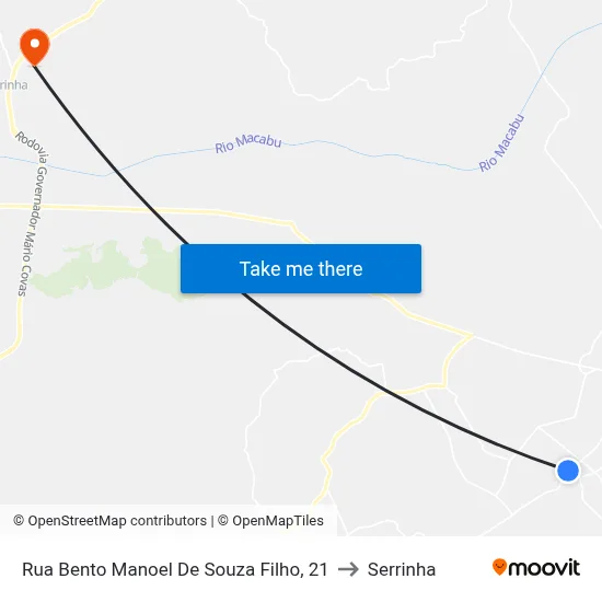Rua Bento Manoel De Souza Filho, 21 to Serrinha map