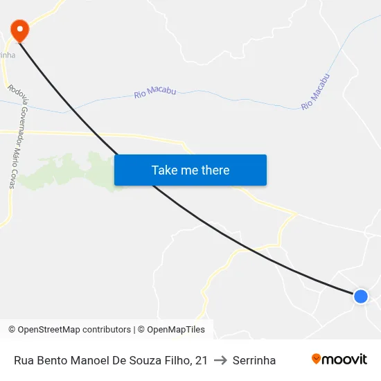 Rua Bento Manoel De Souza Filho, 21 to Serrinha map