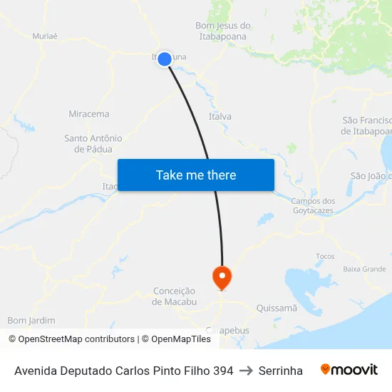 Avenida Deputado Carlos Pinto Filho 394 to Serrinha map