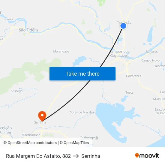Rua Margem Do Asfalto, 882 to Serrinha map