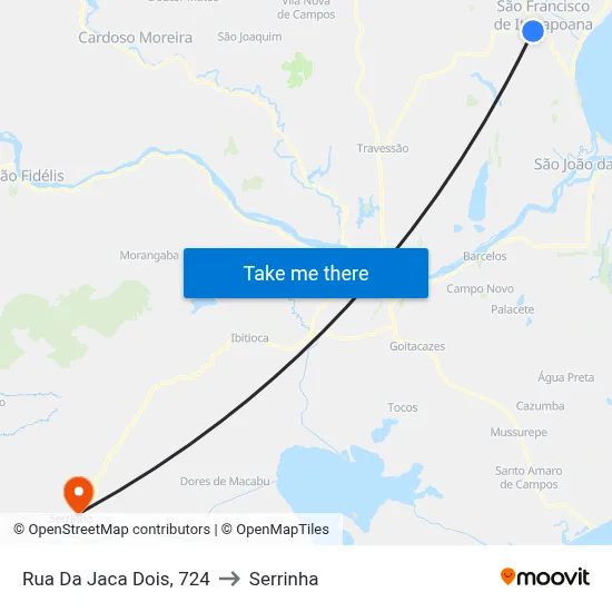 Rua Da Jaca Dois, 724 to Serrinha map
