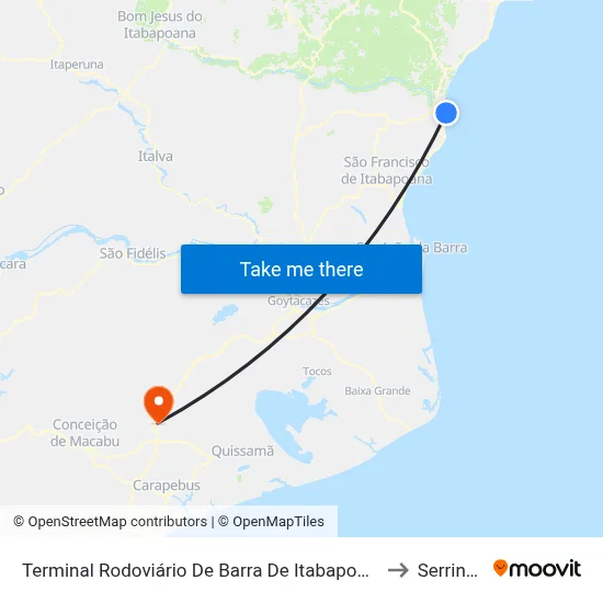 Terminal Rodoviário De Barra De Itabapoana to Serrinha map
