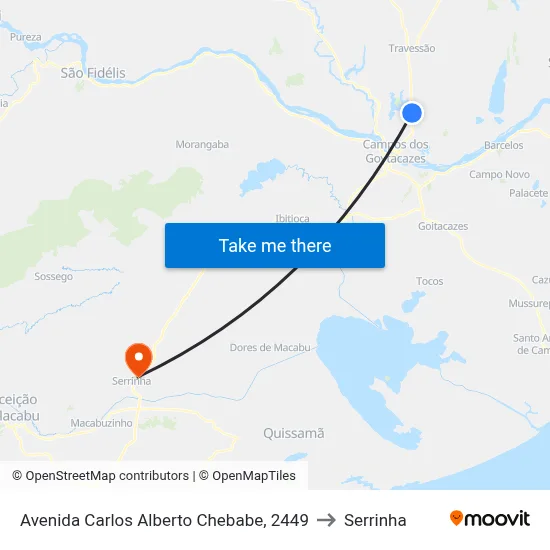 Avenida Carlos Alberto Chebabe, 2449 to Serrinha map