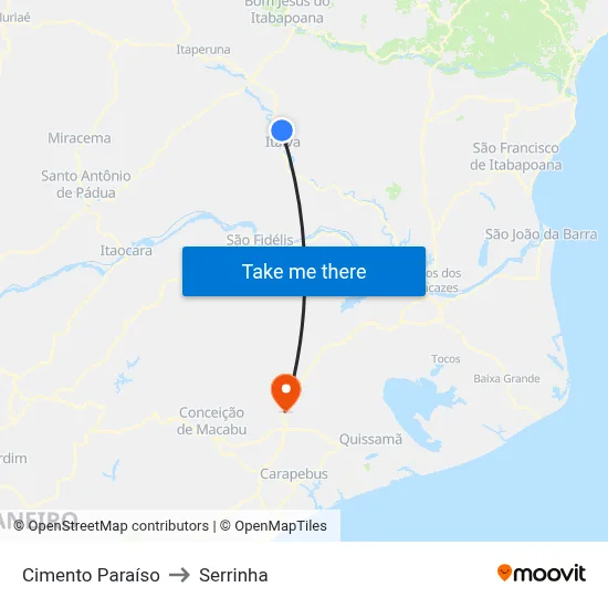 Cimento Paraíso to Serrinha map