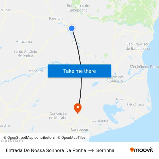 Entrada De Nossa Senhora Da Penha to Serrinha map