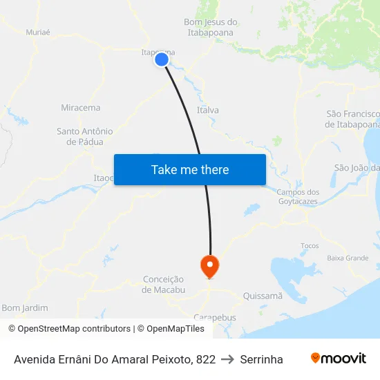 Avenida Ernâni Do Amaral Peixoto, 822 to Serrinha map