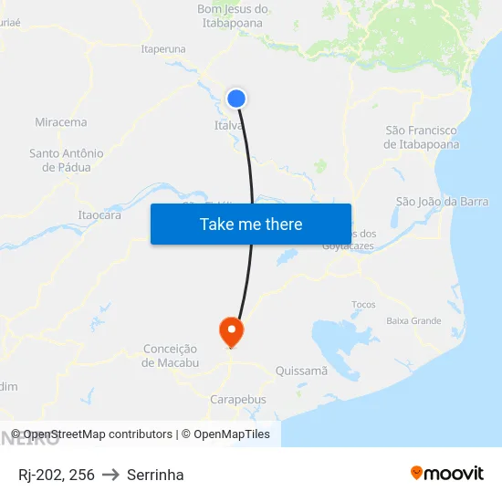 Rj-202, 256 to Serrinha map