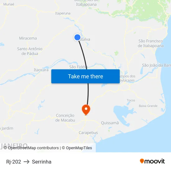 Rj-202 to Serrinha map