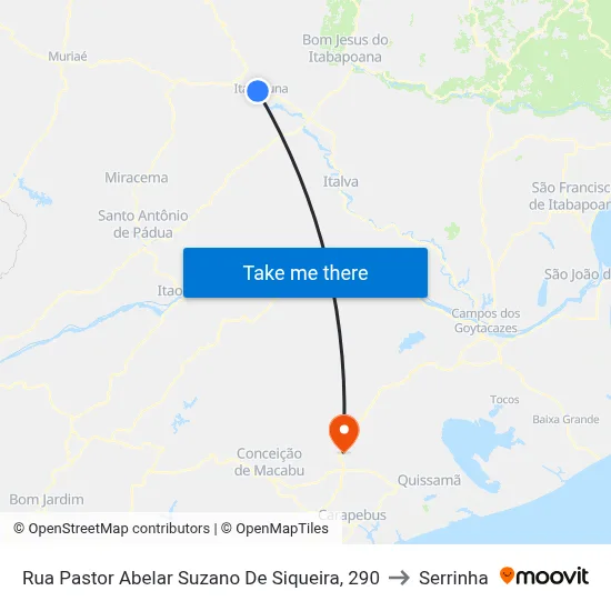 Rua Pastor Abelar Suzano De Siqueira, 290 to Serrinha map