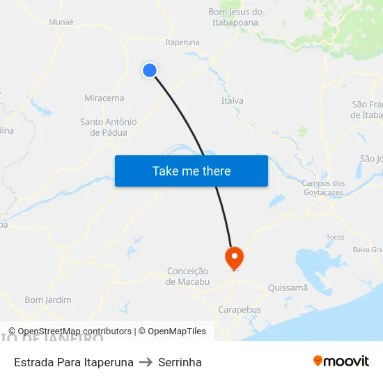 Estrada Para Itaperuna to Serrinha map