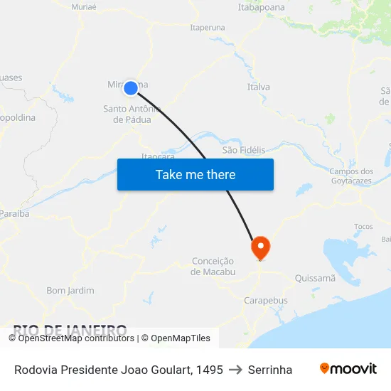 Rodovia Presidente Joao Goulart, 1495 to Serrinha map