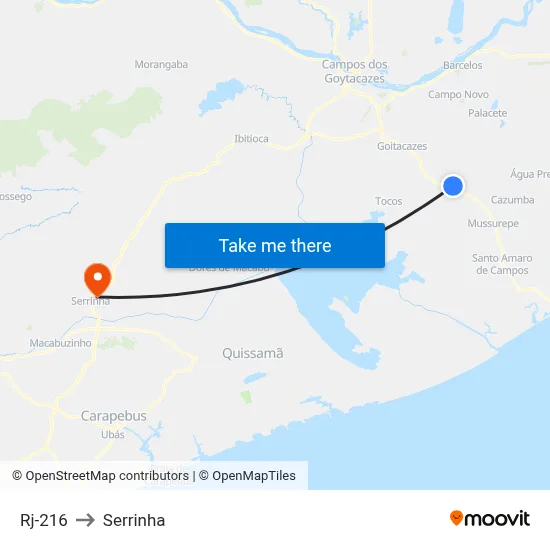 Rj-216 to Serrinha map