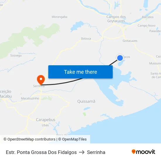 Estr. Ponta Grossa Dos Fidalgos to Serrinha map
