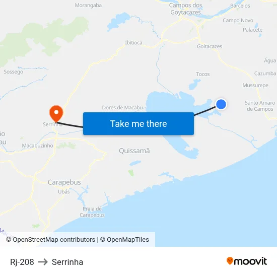 Rj-208 to Serrinha map