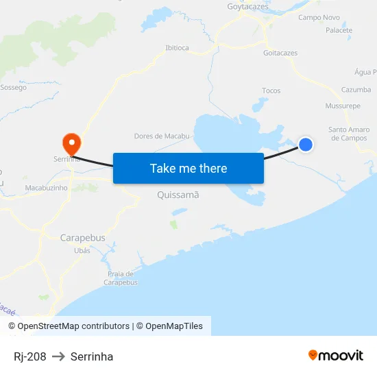 Rj-208 to Serrinha map