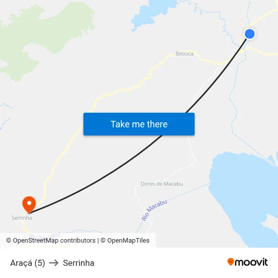 Araçá (5) to Serrinha map
