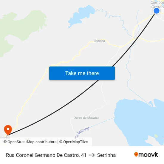 Rua Coronel Germano De Castro, 41 to Serrinha map
