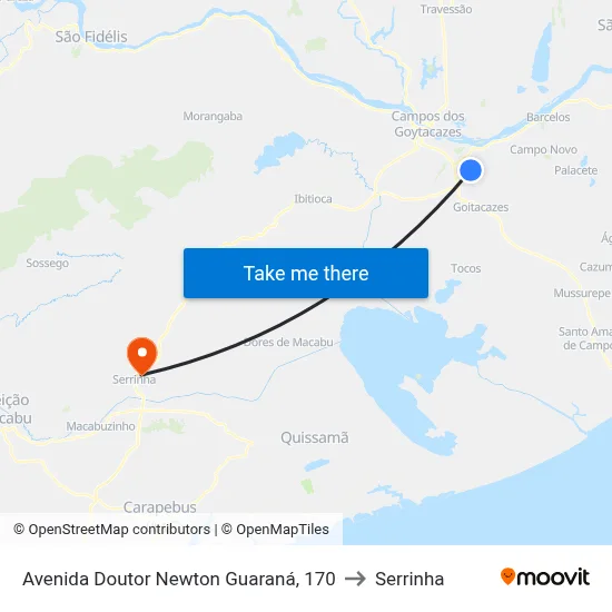 Avenida Doutor Newton Guaraná, 170 to Serrinha map