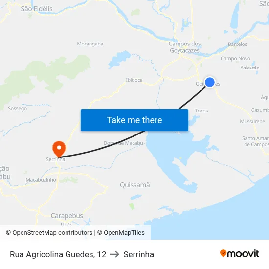 Rua Agricolina Guedes, 12 to Serrinha map