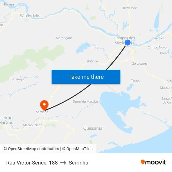 Rua Victor Sence, 188 to Serrinha map