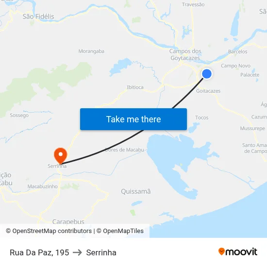 Rua Da Paz, 195 to Serrinha map
