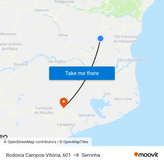 Rodovia Campos-Vitória, 601 to Serrinha map