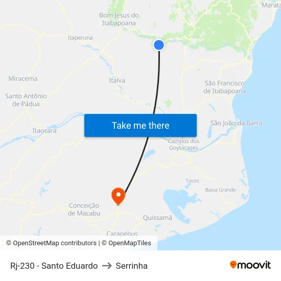 Rj-230 - Santo Eduardo to Serrinha map