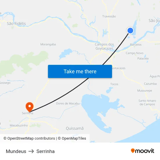 Mundeus to Serrinha map