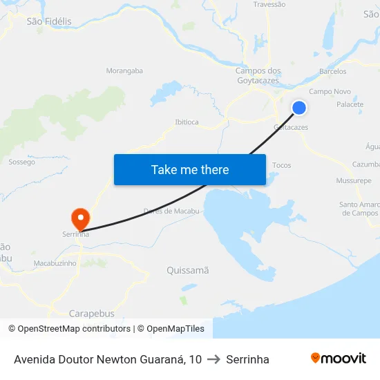 Avenida Doutor Newton Guaraná, 10 to Serrinha map