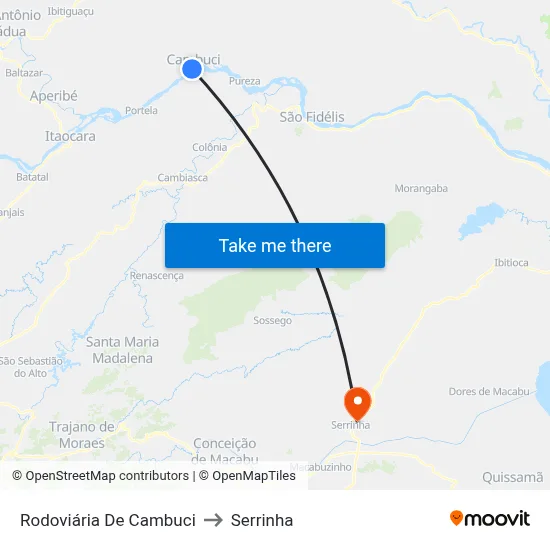 Rodoviária De Cambuci to Serrinha map