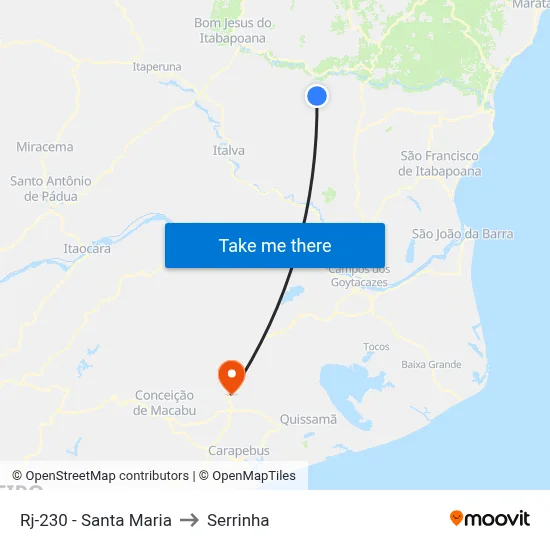 Rj-230 - Santa Maria to Serrinha map