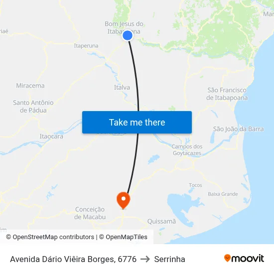 Avenida Dário Viêira Borges, 6776 to Serrinha map