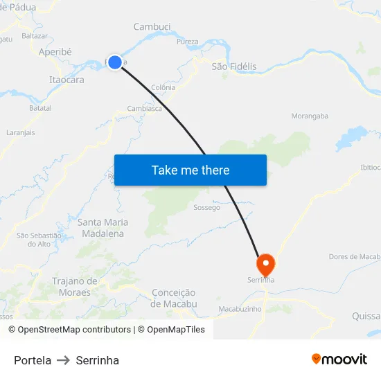 Portela to Serrinha map