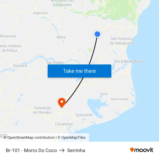Br-101 - Morro Do Coco to Serrinha map
