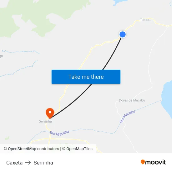 Caxeta to Serrinha map