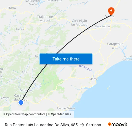 Rua Pastor Luís Laurentino Da Silva, 685 to Serrinha map