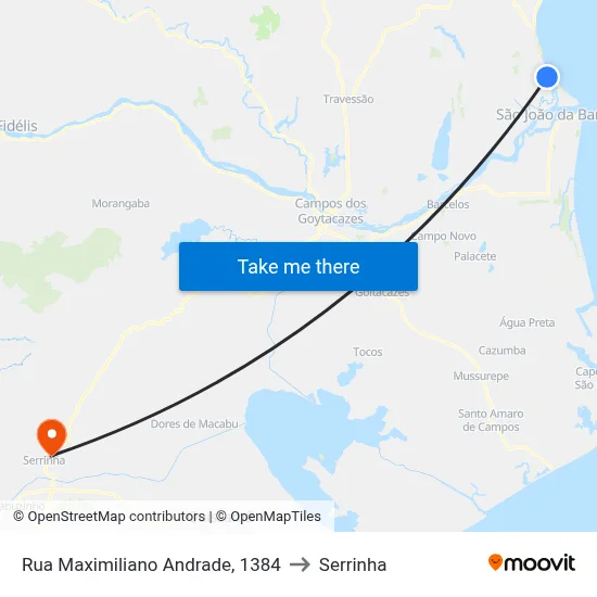Rua Maximiliano Andrade, 1384 to Serrinha map