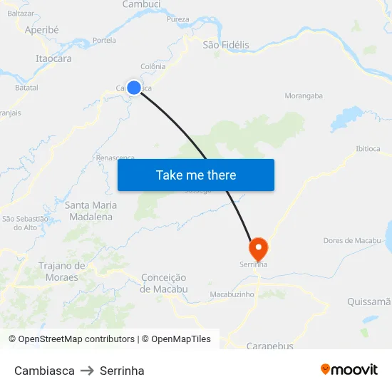 Cambiasca to Serrinha map