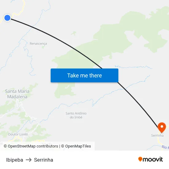 Ibipeba to Serrinha map