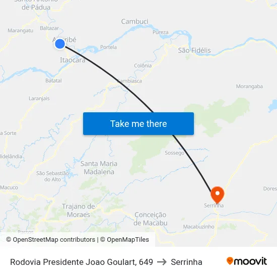 Rodovia Presidente Joao Goulart, 649 to Serrinha map