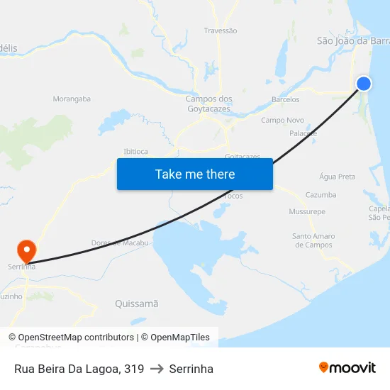 Rua Beira Da Lagoa, 319 to Serrinha map
