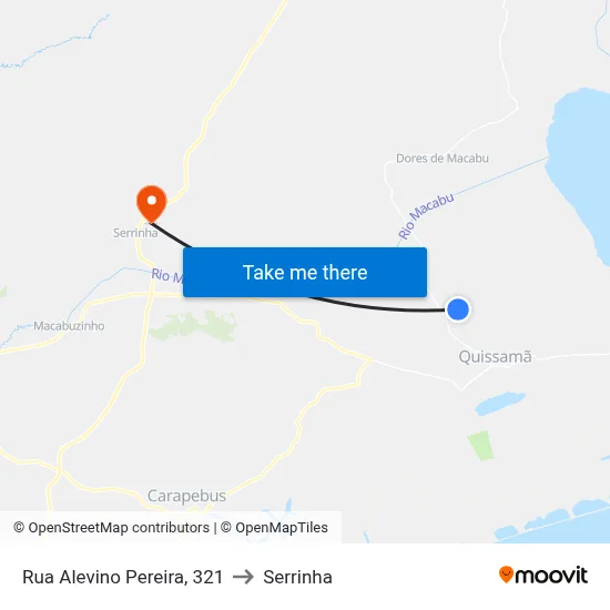 Rua Alevino Pereira, 321 to Serrinha map
