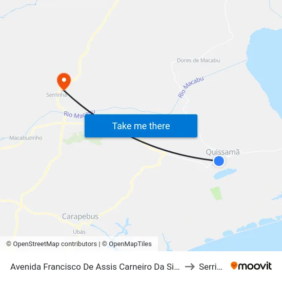 Avenida Francisco De Assis Carneiro Da Silva, 1184 to Serrinha map