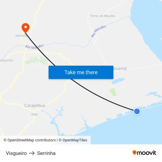 Visgueiro to Serrinha map